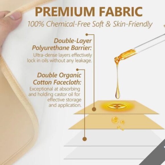 NEW Castor Oil Pack Wrap 9 Pcs -Reusable Hot/Cold Therapy Kit for Neck Back Knee - Picture 5 of 8